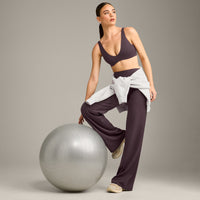 SoftMotion™ Scoop Back Bralette with Grey Logo | Dark Umber Brown