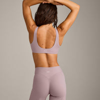 SoftMotion™ Scoop Back Bralette with White Logo | Dusty Purple