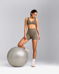 SoftMotion™ Scoop Back Bralette with Grey Logo | Moss Brown