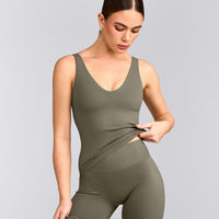 SoftMotion™ Scoop Neck Vest with Grey Logo | Alpine Green
