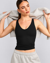 SoftMotion™ Scoop Neck Vest with Grey Logo | Black