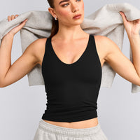 SoftMotion™ Scoop Neck Vest with Grey Logo | Black