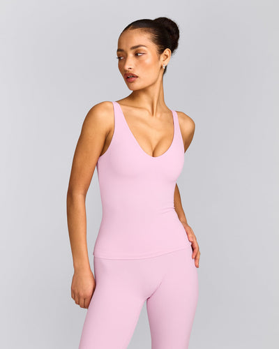 SoftMotion™ Scoop Neck Tank Top with Gray Logo | Chalk Pink