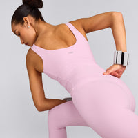 SoftMotion™ Scoop Neck Tank Top with Gray Logo | Chalk Pink