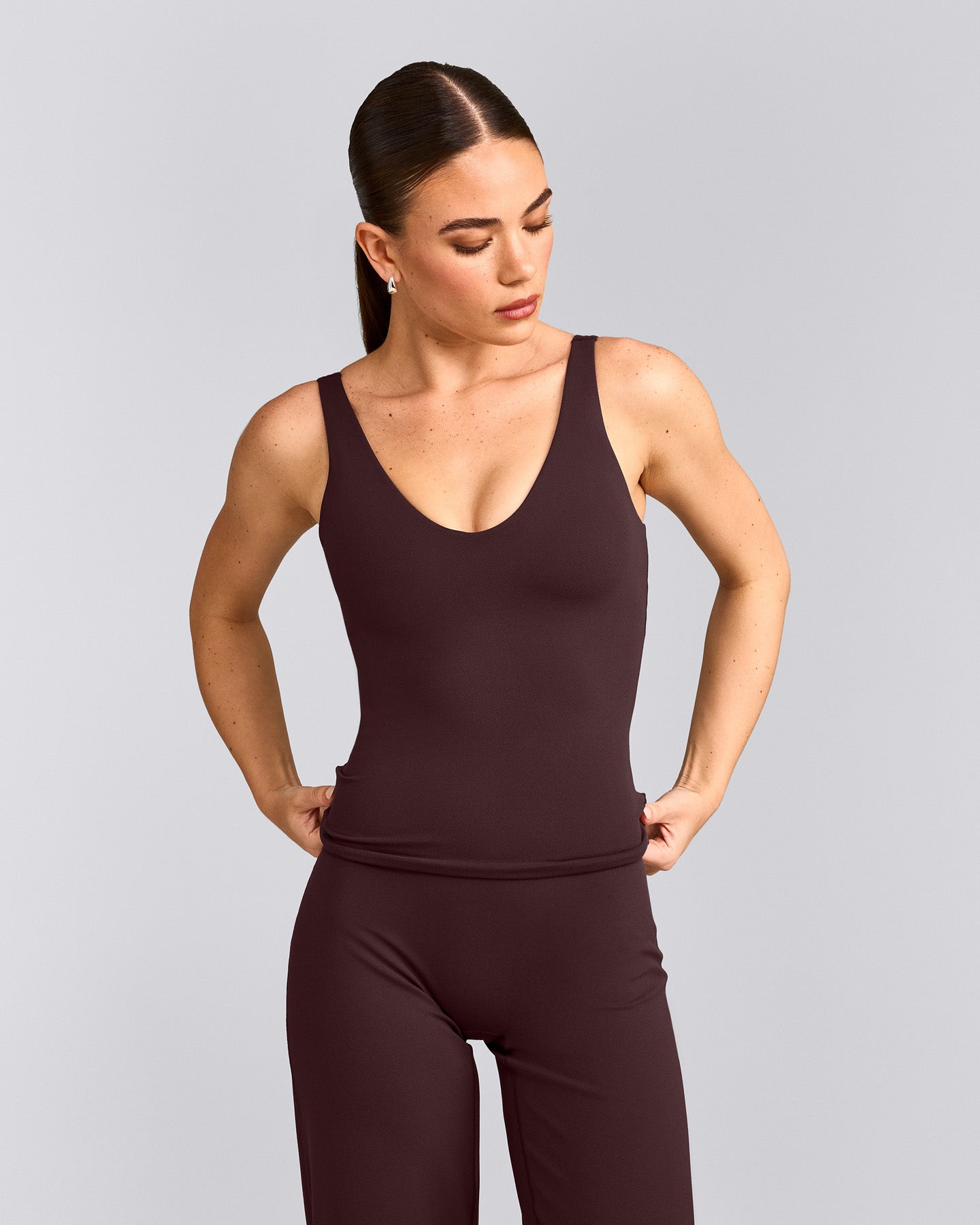 SoftMotion™ Scoop Neck Vest with Grey Logo | Plum Brown