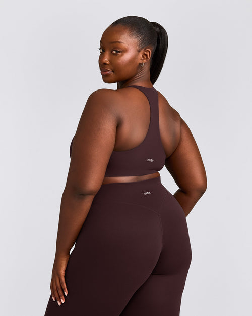 SoftMotion™ Sports Bra with Gray Logo | Plum Brown