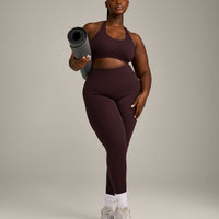 SoftMotion™ Sports Bra with Grey Logo | Plum Brown