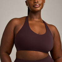 SoftMotion™ Sports Bra with Grey Logo | Plum Brown