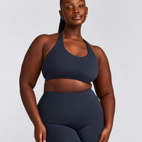 SoftMotion™ Sports Bra with Gray Logo | True Blue