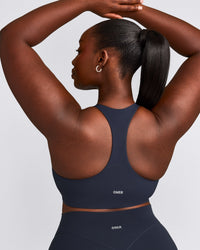 SoftMotion™ Sports Bra with Gray Logo | True Blue