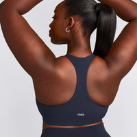 SoftMotion™ Sports Bra with Gray Logo | True Blue