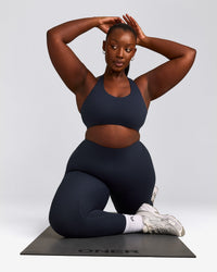 SoftMotion™ Sports Bra with Gray Logo | True Blue