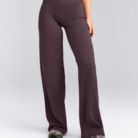 SoftMotion™ Straight Leg Pants with Gray Logo | Dark Umber Brown
