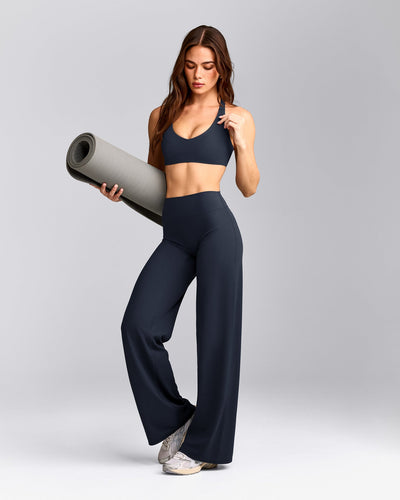 SoftMotion™ Straight Leg Pants with Gray Logo | True Blue