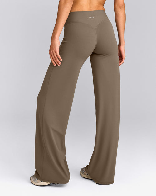 SoftMotion™ Straight Leg Pants with Gray Logo | Moss Brown