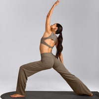 SoftMotion™ Straight Leg Bottoms with Grey Logo | Moss Brown