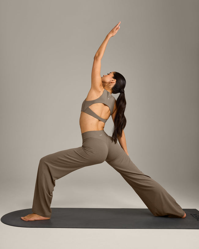 SoftMotion™ Straight Leg Bottoms with Grey Logo | Moss Brown