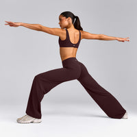 SoftMotion™ Straight Leg Bottoms with Grey Logo | Plum Brown