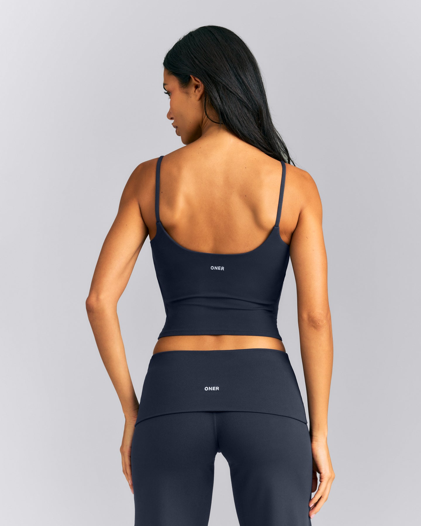 SoftMotion™ Strappy Mid Tank Top with Built in Bra Shelf New Branding | True Blue