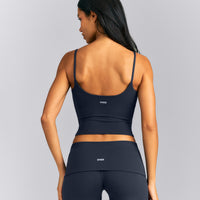 SoftMotion™ Strappy Mid Tank Top with Built in Bra Shelf New Branding | True Blue