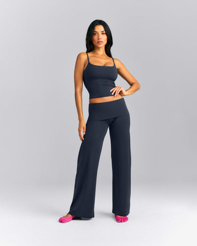 SoftMotion™ Strappy Mid Tank Top with Built in Bra Shelf New Branding | True Blue