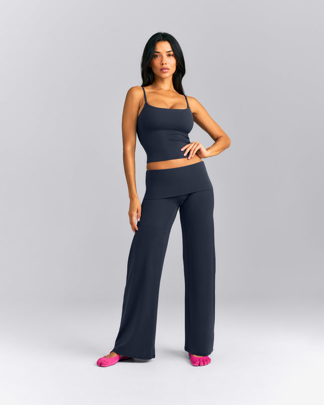 SoftMotion™ Strappy Mid Tank Top with Built in Bra Shelf New Branding | True Blue