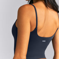 SoftMotion™ Strappy Mid Tank Top with Built in Bra Shelf New Branding | True Blue