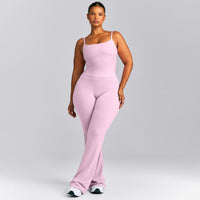 SoftMotion™ Strappy Mid Tank Top with Built in Bra Shelf | Chalk Pink