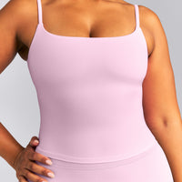 SoftMotion™ Strappy Mid Tank Top with Built in Bra Shelf | Chalk Pink