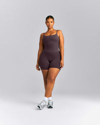 SoftMotion™ Strappy Mid Tank Top with Built in Bra Shelf | Dark Umber Brown
