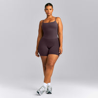 SoftMotion™ Strappy Mid Tank Top with Built in Bra Shelf | Dark Umber Brown