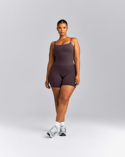 SoftMotion™ Strappy Mid Tank Top with Built in Bra Shelf | Dark Umber Brown