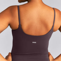 SoftMotion™ Strappy Mid Tank Top with Built in Bra Shelf | Dark Umber Brown