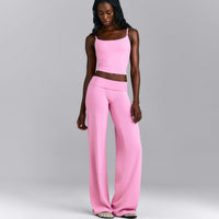 SoftMotion™ Strappy Mid Tank Top with Built in Bra Shelf | Rose Pink