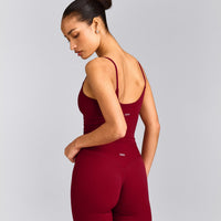 SoftMotion™ Strappy Mid Tank Top with Built in Bra Shelf | Ruby Red