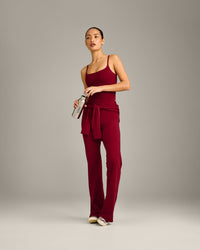 SoftMotion™ Strappy Mid Vest with Built in Bra Shelf with Grey Logo | Ruby Red