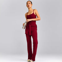 SoftMotion™ Strappy Mid Tank Top with Built in Bra Shelf | Ruby Red