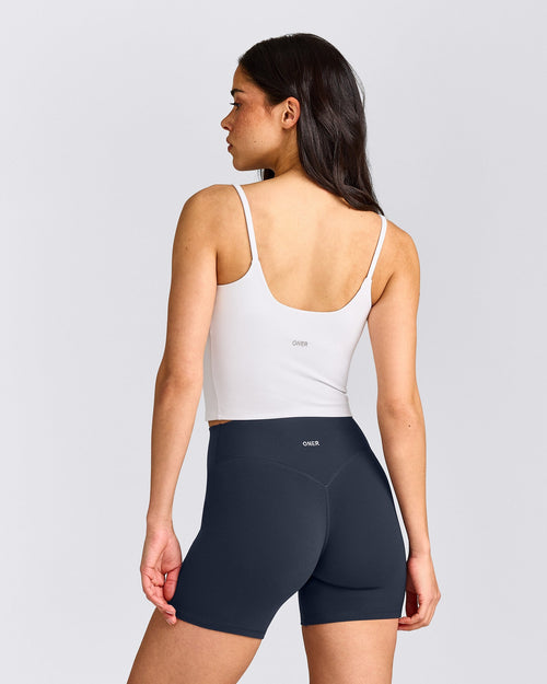 SoftMotion™ Strappy Mid Tank Top with Built in Bra Shelf | White