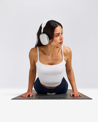 SoftMotion™ Strappy Mid Tank Top with Built in Bra Shelf | White