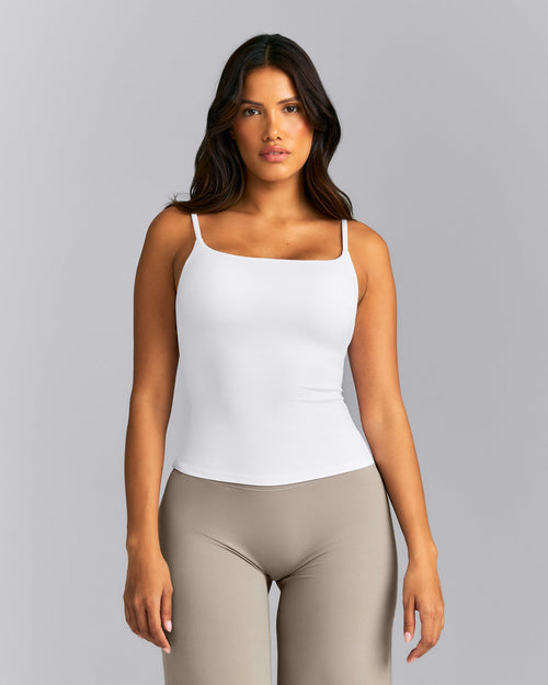 SoftMotion™ Strappy Tank Top with Built in Bra Shelf | White