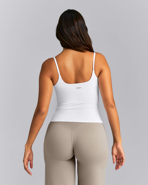 SoftMotion™ Strappy Tank Top with Built in Bra Shelf | White