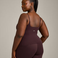 SoftMotion™ Strappy Vest with Built in Bra Shelf with Grey Logo | Plum Brown