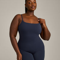 SoftMotion™ Strappy Vest with Built in Bra Shelf with Grey Logo | True Blue