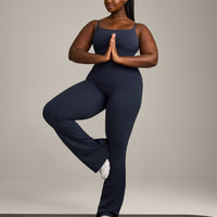 SoftMotion™ Strappy Vest with Built in Bra Shelf with Grey Logo | True Blue