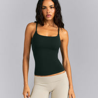 SoftMotion™ Strappy Tank Top with Built in Bra Shelf | Emerald Noir