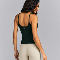SoftMotion™ Strappy Tank Top with Built in Bra Shelf | Emerald Noir
