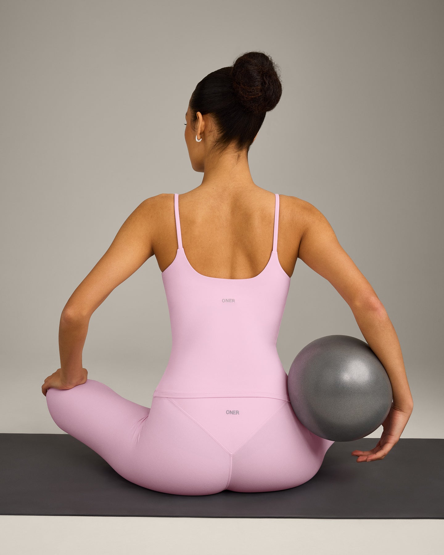 SoftMotion™ Strappy Vest with Built in Bra Shelf with Grey Logo | Chalk Pink