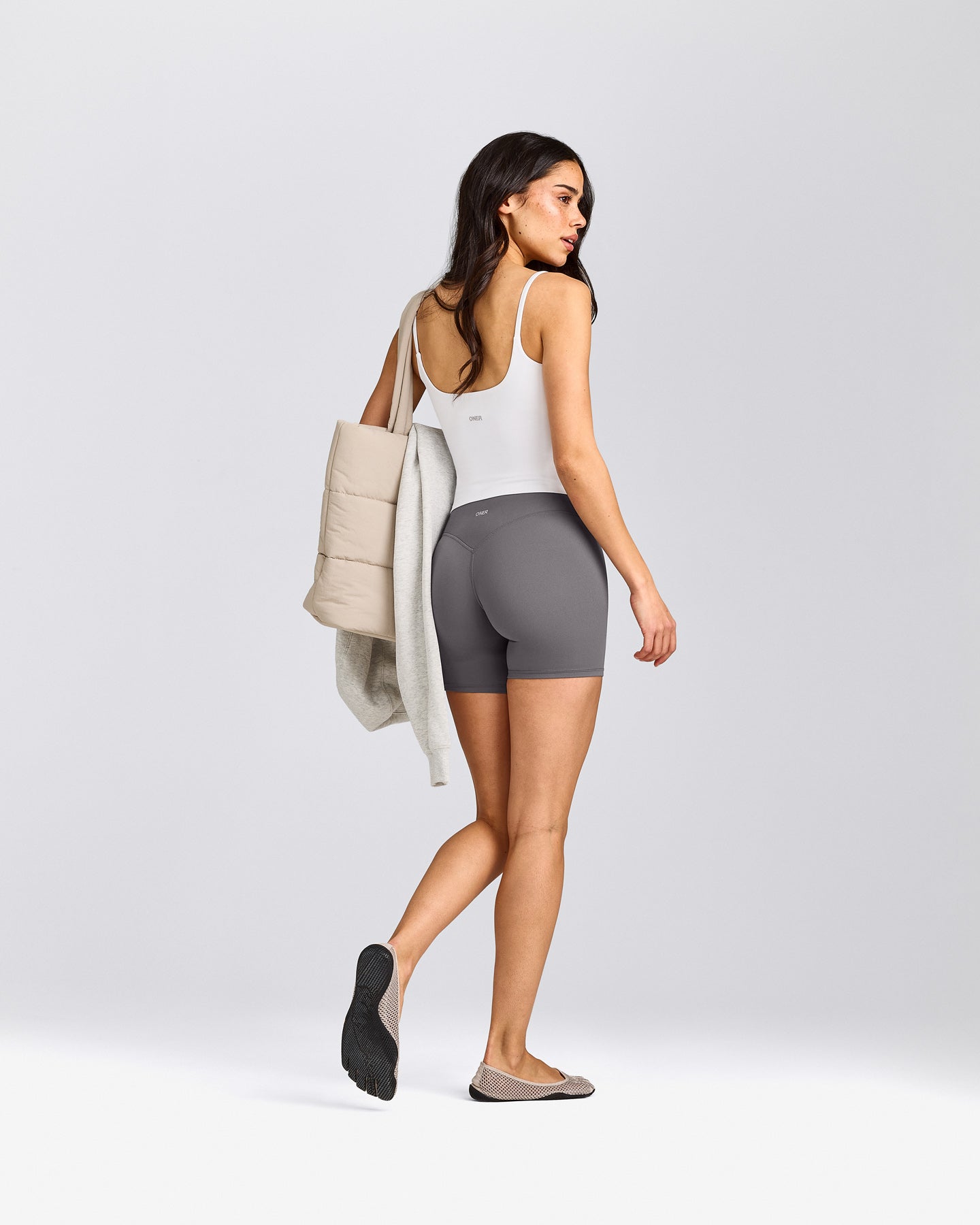 SoftMotion™ Strappy Tank Top with Built in Bra Shelf | White