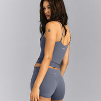 SoftMotion™ Adjustable V Neck Tank Top with Built in Bra Shelf | Granite Blue