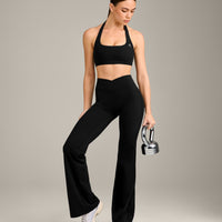 UnifiedMove Wrap Flared Bottoms with Reflective Logo | Black